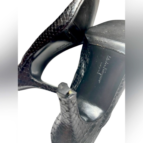 Vintage Salvatore Ferragamo Black Snakeskin Heels / Mules – Size 7.5 (Run Small) - Picture 7 of 7